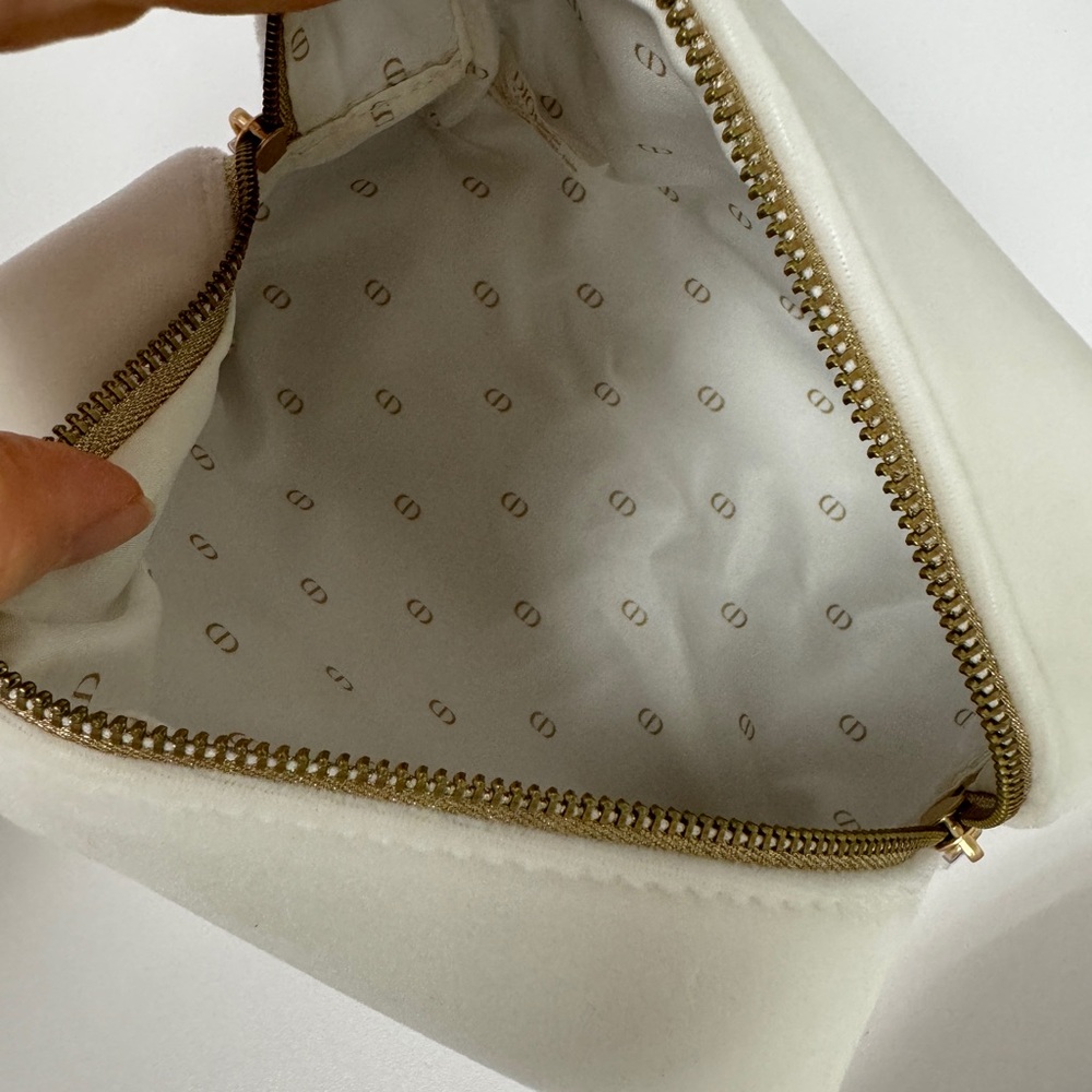 DIOR White Velvet with Gold Logo Pouch - Picture 7 of 11
